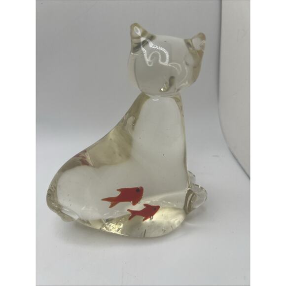 Vtg Murano Glass Kitty Cat Unique Paperweight w Goldfish Belly Hand Blown Sculp - Picture 1 of 4